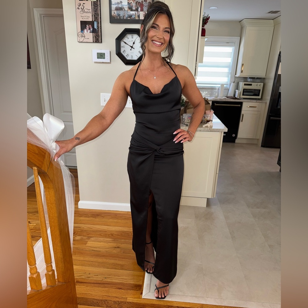 Club London Black Satin Maxi